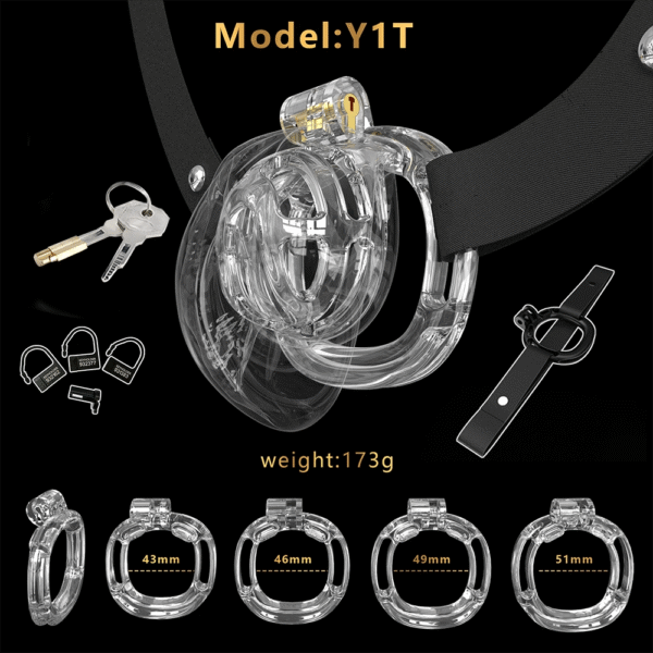 001-2 Cobra Transparent Chastity Cage CB Lock – Wearable BDSM Male Soft-Shell Cock Cage