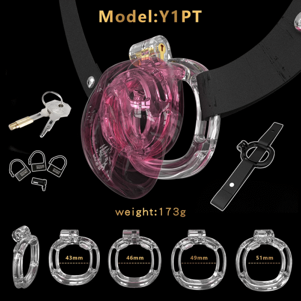 001-3 Cobra Transparent Chastity Cage CB Lock – Wearable BDSM Male Soft-Shell Cock Cage