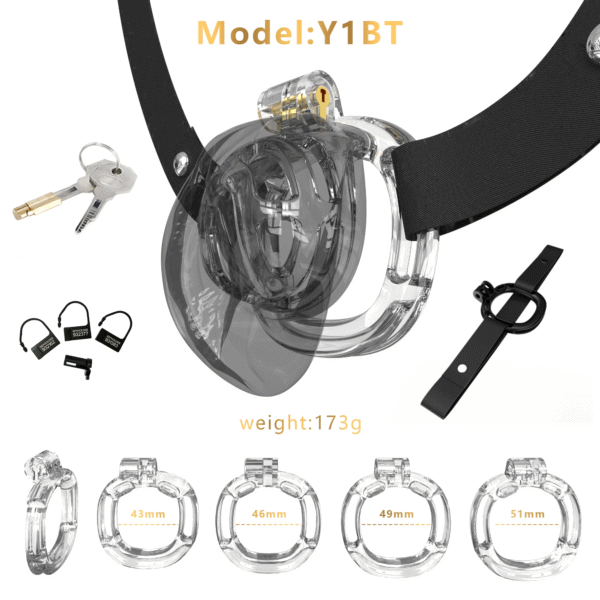 001-5 Cobra Transparent Chastity Cage CB Lock – Wearable BDSM Male Soft-Shell Cock Cage