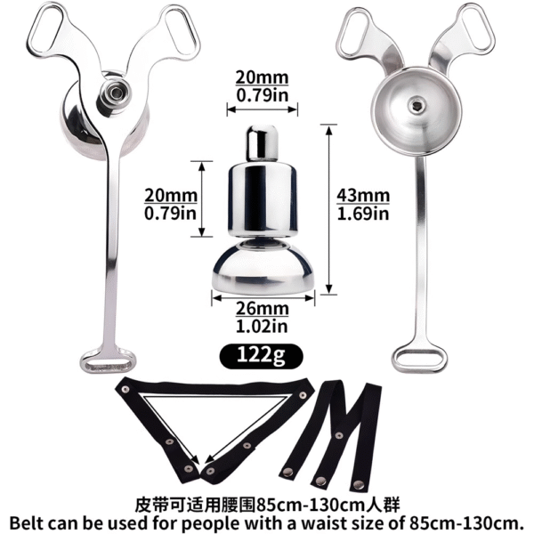 Butterfly-buckle metal flat strap chastity cage